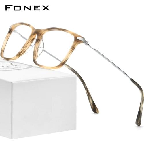 FONEX Titanium Optical Glasses Frame Men 2021 Retro Square Prescription Eyeglasses Women Myopia Acetate Spectacle Eyewear F85668