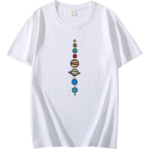 Summer Hot Sale 2021 Mens Casual T-shirt Planetary Color Street Simple T Large Size Short Sleeve T-shirt Loose Cotton Top