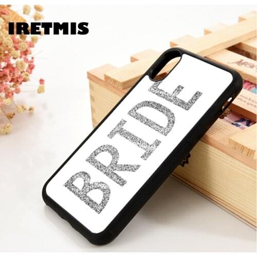 Iretmis 5 5S SE 6 6S Soft TPU Silicone phone case cover for iPhone 7 8 plus X Xs 11 Pro Max XR Silver Bride Marriage