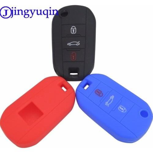 Jingyuqin Remote Silicone 3 Buttons Key Case Cover For Peugeot 208 508 2008 For Citroen C4L CACTUS C5 C3 C6 C8 Picasso Xsara