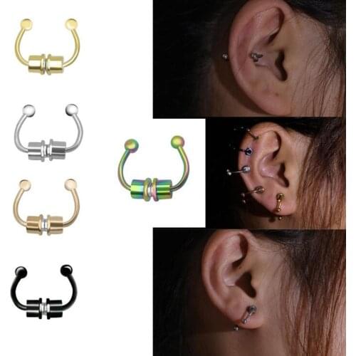 Trendy Fake Piercing Nose Ring Alloy Nose Piercing Hoop Septum Rings For Women Body Jewelry Gifts Fashion Magnetic Fake Piercing
