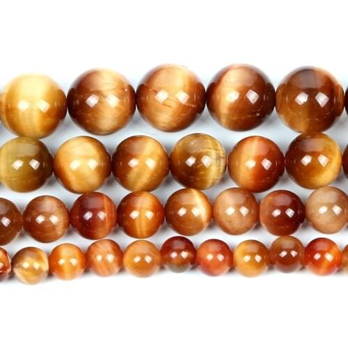 Natural Stone Sun Tiger Eye Veins Charm Round Loose Beads For Jewelry Making For Needlework Beads Diy Strand 6/8/10/12 MM