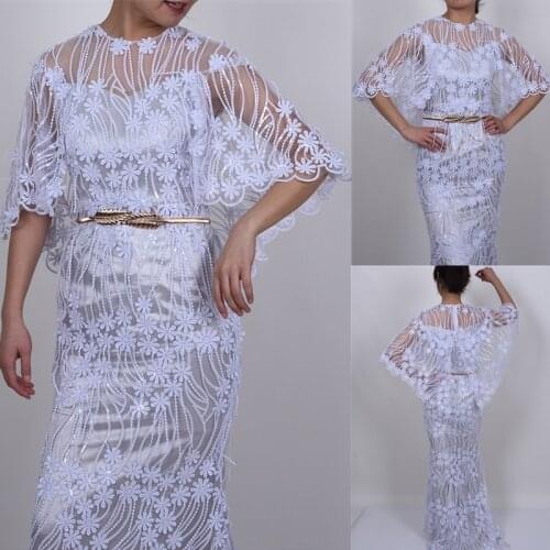 Kalume New Arrival French Mesh Milk Silk Lace Fabric Floating Flower Sequins African Dry Milk Silk Lace Fabric For Party F1805