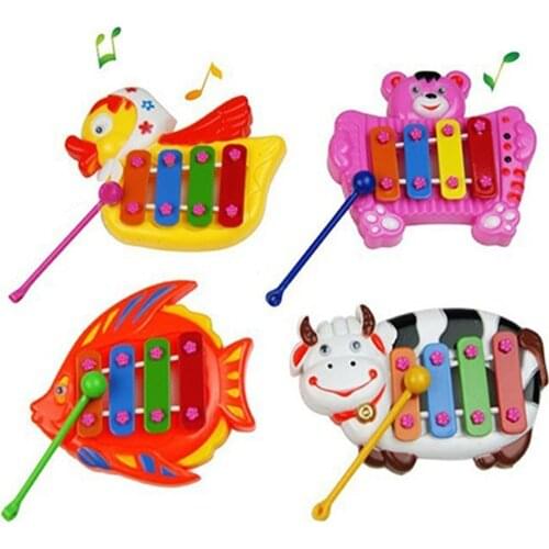 Kids Educational Toy Xylophone Cute Cartoon Animal Design 4 Scales Resonator Piano Xylophone Music Knocking Toy Random Type