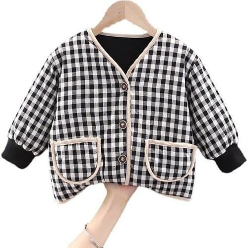 Spring Winter Baby Girl Clothes Children Coat Fashion Plaid Thick Jacket Toddler Casual Costume Infant Clothing Kids Sportswear