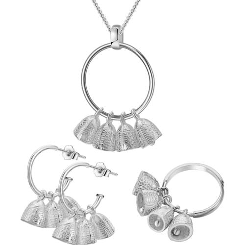 Lotus Fun Real 925 Sterling Silver Natural Creative Handmade Designer Fine Jewelry Ethnic Vintage Fish Bell Jewelry Set