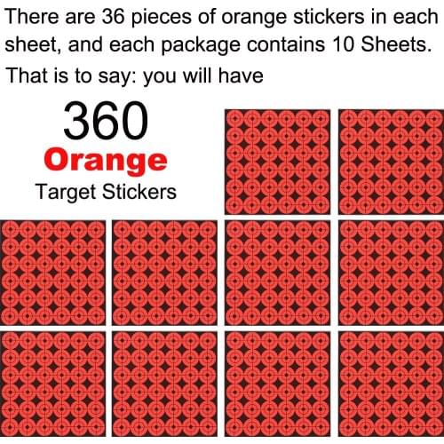 Neon Red Sticker Target-10 Pack-Bullseye Pattern-Self adhesive-for Gun Shooting