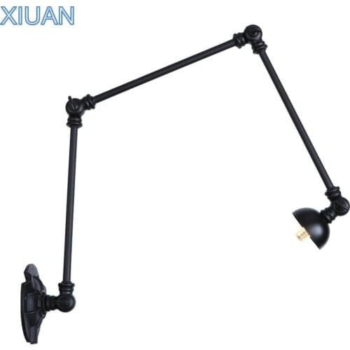 Long Swing Arm Wall Light Adjustable Joint Loft Foldable Arms American Iron Black Wall Lamp Vintage Bedroom Study Reading Lamps