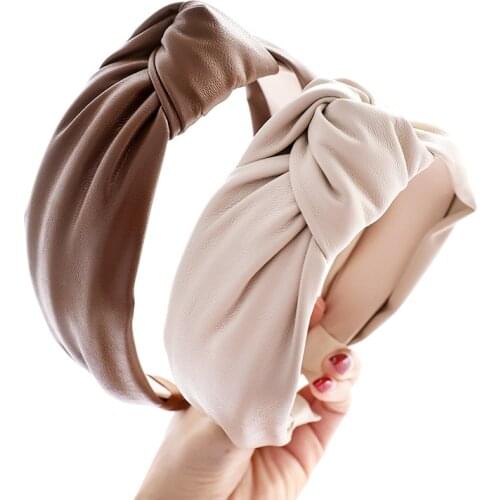 Leather Pu Big Knotted Knot Hairband Headband Hair Accessories