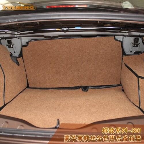 No Odor Wholy Surrounded Waterproof Non Slip Car Trunk Mats Durable Carpets for Peugeot 301 308S 408 508 2008 3008