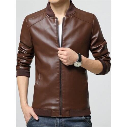 Promotion 2017 New men Leather Jackets fashion male Outwear Coats Plus Size M-4XL windproof Motorcycle zipper Jackets black