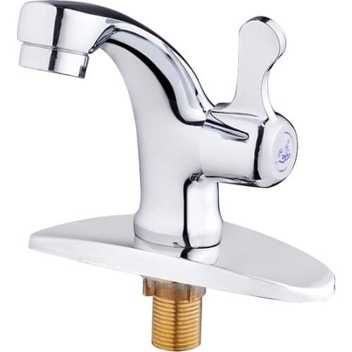 SHAI Bathroom Basin Faucet Cold Water Tap With Single Spout & Handle Copper Valve Core Copper Edge Open Basin Faucet