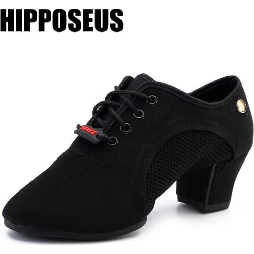 Hipposeus Unisex Dance Shoes for Men Women Girls Ballroom Dancing Modern Tango Jazz Performance Practise Salsa shoes Square Heel