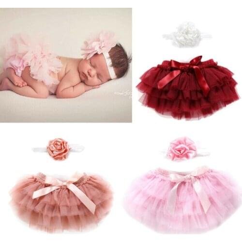 Baby Girls Newborn Tutu Tulle Bowknot Holiday Skirts & Headband Infant Girl Outfit Set