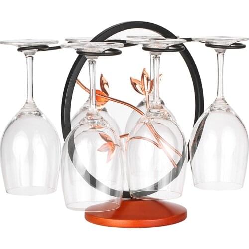 Vintage Bronze Red Wine Glass Rack 6 Wine Glasses Stemware Storage Display Drying Rack Stand Tabletop Wine Glass Holder