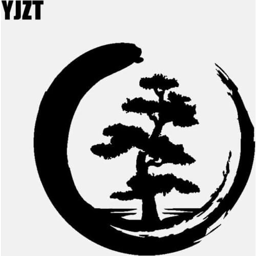 YJZT 16CM*15.4CM Vinyl Decal Tree Of Life Zen Circle Buddhism Yoga Car Stickers Black/Silver C3-1520