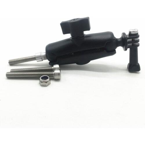 Motorcycle Handlebar Clamp 1inch Ball Mount with M8 Screws and Short Double Socket Arm for GoPro Hero Camera