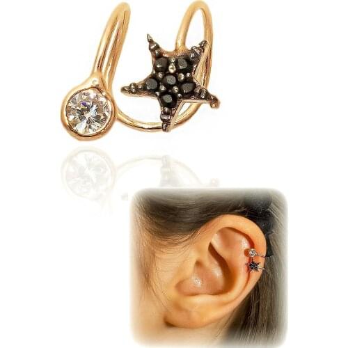 Womens Singles Black CZ Cartilage Earrings