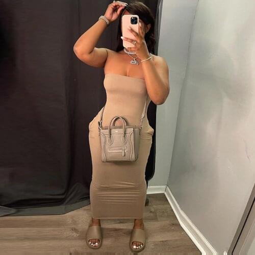 2021 Stretchy Comfortable Bodycon Long Dress Women Y2K Off The Shoulder Sleeveless Vestidos Summer Backless Beach Style Dresses