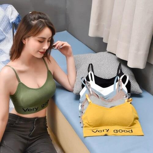 Womens Sling Underwear Fashion Letter Print Female One-piece Bra Beautiful Back Vest No Steel Ring Bottoming Sports Tank Top