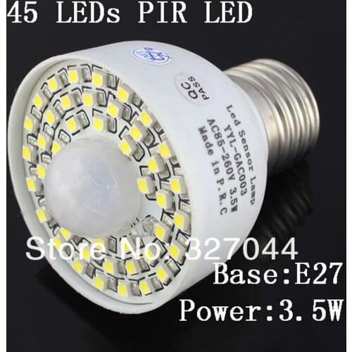10pcs white/warm white E27 110v 220v 85-265v 45 Leds PIR Switch motion sensor Bulb Detector light Lamp