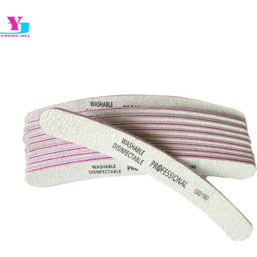 10pcs/lot Professional Nail Files 100/180 Double Side Curve Nail Sanding Buffer Block Manicure Acrylic Nail File Free Shipping