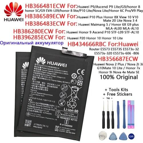100% Original Huawei Battery HB386280ECW HB396285ECW for Honor 9/Huawei P10 Honor 10/10 Lite Huawei P20 Nova 2 Plus Nova 2i 3i