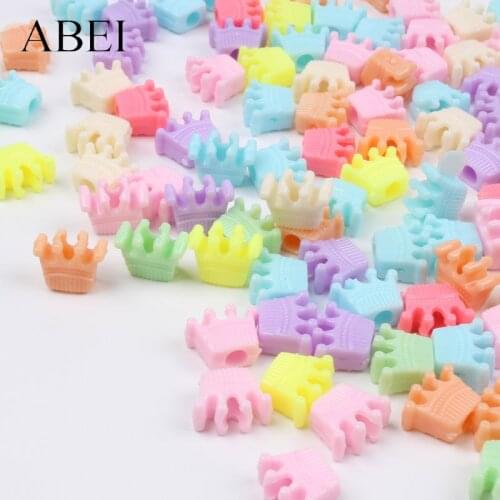 100pcs Mix Candy Colors Crown W/Hole For Jewelry Finding Sewing Plastic Beads DIY Handmade Crafts Project Accessories