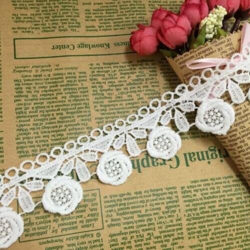 15yards Beautiful White African Cord Lace Guipure Lace Trim For Wedding Dress Sewing Accessories DIY Flower Lace Applique Black