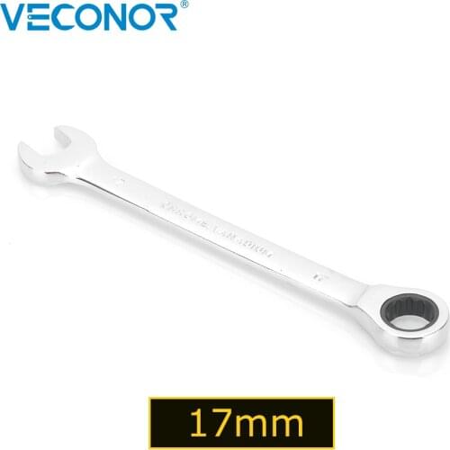 17mm Ratchet Wrench Spanner Fixed Head Mirror Polish 72T Ratcheting High Torque Multitool