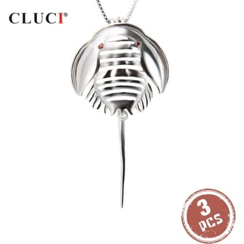 CLUCI 3pcs 925 Sterling Silver Limulus Cage Pendants, wholesale Jewelry Accessories 3pcs, lovely animal Pendant Jewelry SC179SB