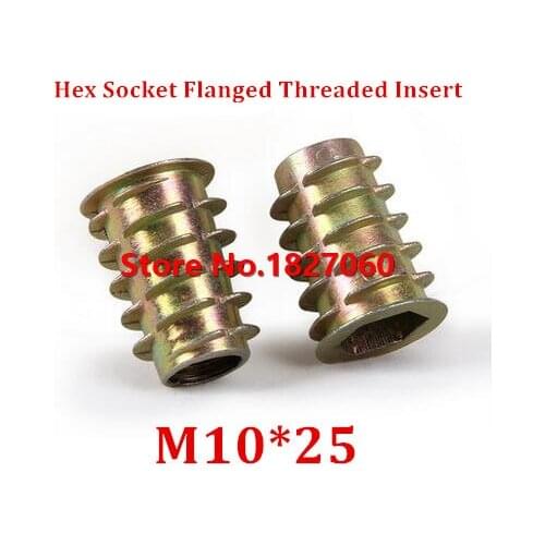 30pcs M10*25 Zinc Alloy Furniture Hex socket Drive Head Nut Threaded for Wood Insert Nuts