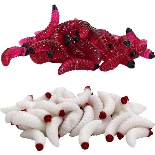 50pcs Fishing Bait Worm Larva Floating Soft Bait Silica gel Artificial Bait Jigging Wobblers Bass Carp Pesca Fishing Tackle Lure