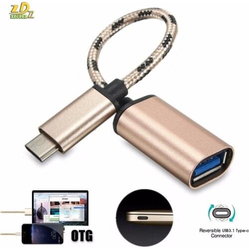 300pcs/lot USB-C 3.1 Type C Male To USB 2.0 Female Nylon Braided otg Adapter Sync Data Charger Converter For Phone Laptop mouse
