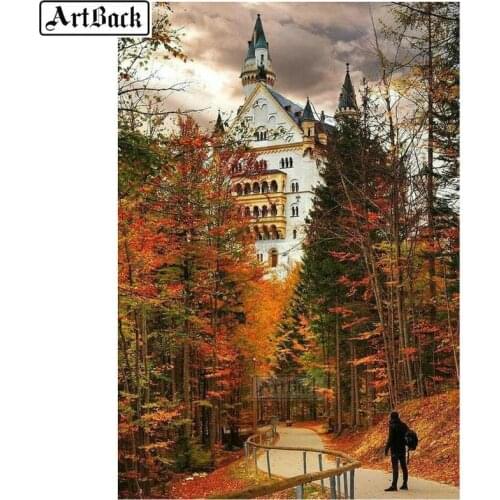 Diamond painting villa autumn landscape full square / round embroidery castle 5d canvas art diy 3d crystal mosaic sticker