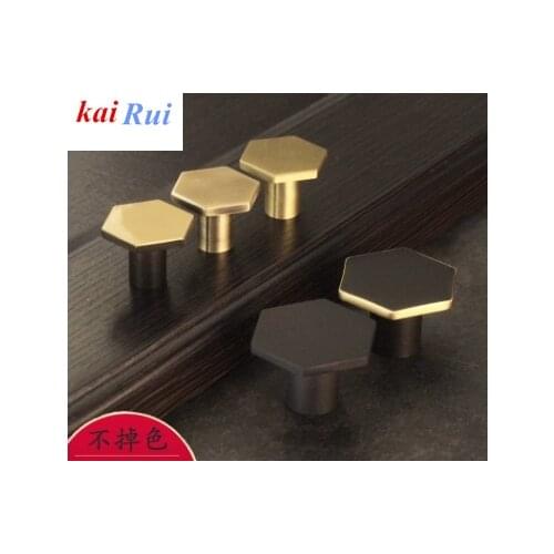 Antique Bronze Hexagon Knobs Solid Cabinet Handle Dresser Knobs Drawer Pulls Gold Kitchen Knobs for Cabinet