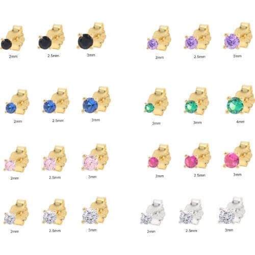 CANNER 925 Sterling Silver Stud Earrings 3PCS 2/2.5/3mm S925 Fashion Simple Ins Style All-match Solo Diamond Earrings For Girls