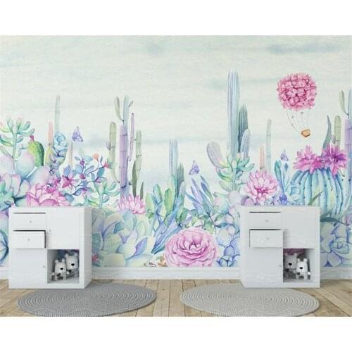 Beibehang Custom silk cloth murals wallpaper American hand-painted plant flower cactus photo HD wallpaper carta da parati