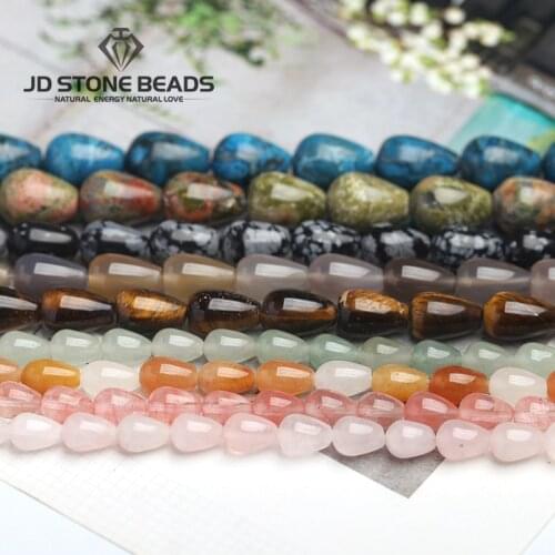 Natural Gray agate drop-shape beads bracelets natural chalcedony gold sand stone accessory beads JD Stone Beads Free Shipping