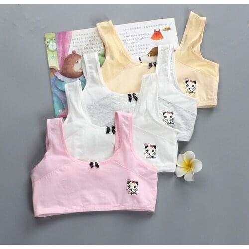 5PCS Girls'Brassiere and Underwear for Pupils of Girls teen bra Summer Pure Cotton Cartoon pattern 8-16 years old training bras