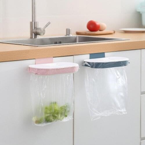 Over the Door Trash Bag Holder Rack with Lid Practical Hanging Garbage Bag Holder Reusable Rubbish Bag Rack Kitchen Gadgets