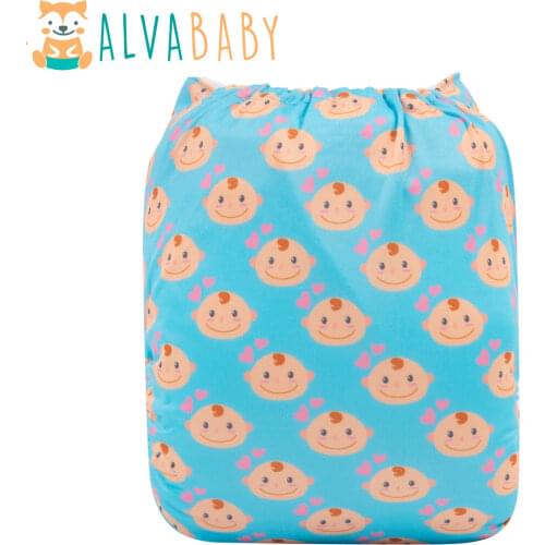 ALVABABY Washable Eco-Friendly Cloth Baby Diaper Reusable Adjustable Nappy with 1pc Insert