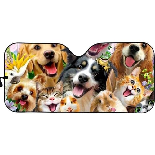 INSTANTARTS Lovely Puppy Dog Design Protect Car Interior Universal Car Windshield Sun Shade Kids Childrens Sunshade for Car