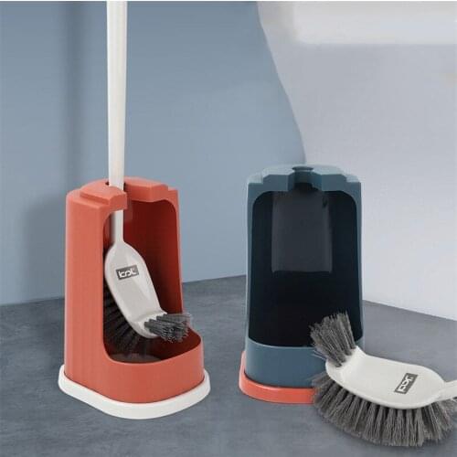 Double-sided Toilet Brush with Holder Floor-standing Plastic Brush Head Home Cleaning Tools Set Durable Bathroom Accessories