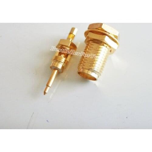 10Pcs RP-SMA Solder Jack female (male pin) bulkhead RF connector for IPX 1.13mm cable