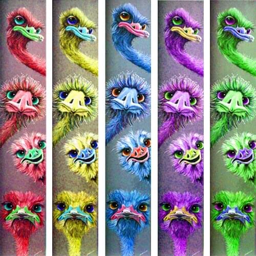 HUACAN 5D DIY Diamond Painting Full Square Ostrich Diamond Art Mosaic Animal Picture Embroidery Rhinestone Home Decor