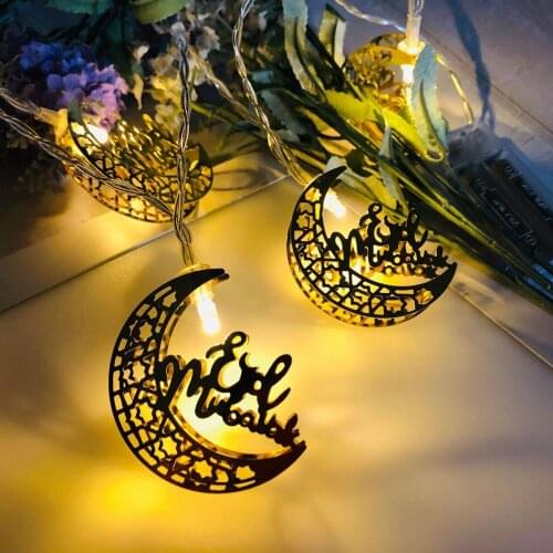 Moon Star Eid Mubarak LED String Lights Ramadan Decoration For Home Islamic Muslim Party Decor Ramadan Light Gift Eid Al Adha