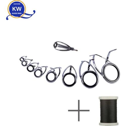 8pcs/set KW Fishing Rod Guide ring set bracket Rod DIY Repair Renew Refit Replacement Pole Components Accessories Stick Crane