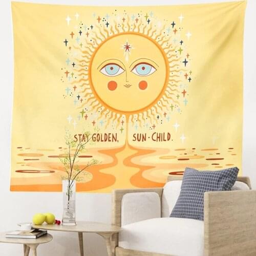 Sun pattern Wall Hanging cloth Rainbow Decor tapestry Fabric Retro Sun Flowers Home BedroomDecor Vintage Hippie Background Cloth