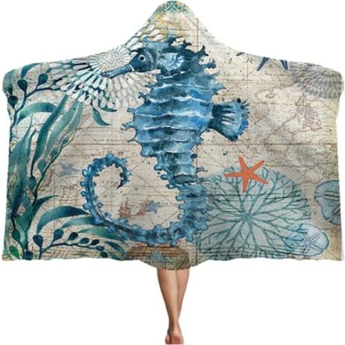 Octopus Hooded Blanket Adult Child 3D Print Coral Fleece Warm Throw Blanket Winter Wearable Plush Blanket Microfiber